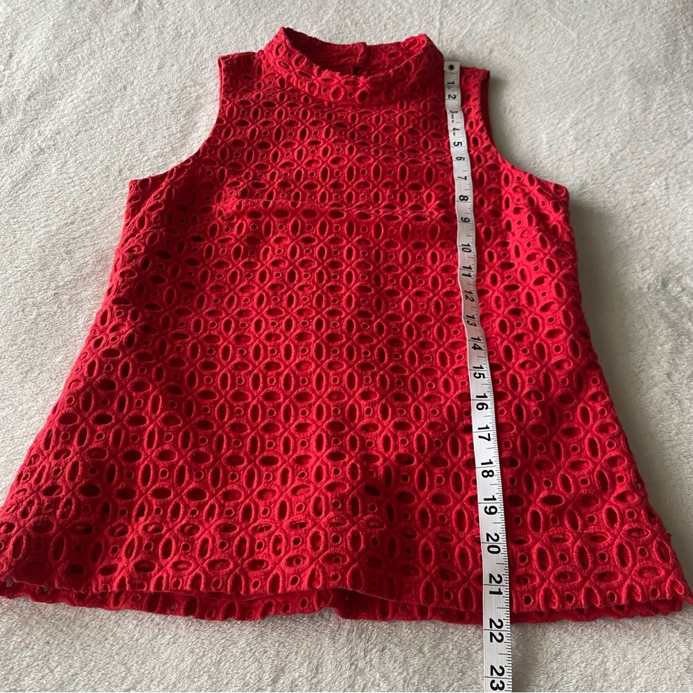 J. Crew Ultra Eyelet Shell Tank Top Red Size 00 - Picture 8 of 10